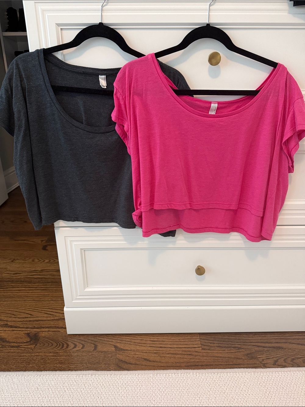 American Apparel Cropped Tee Pair - Hot Pink & Charcoal